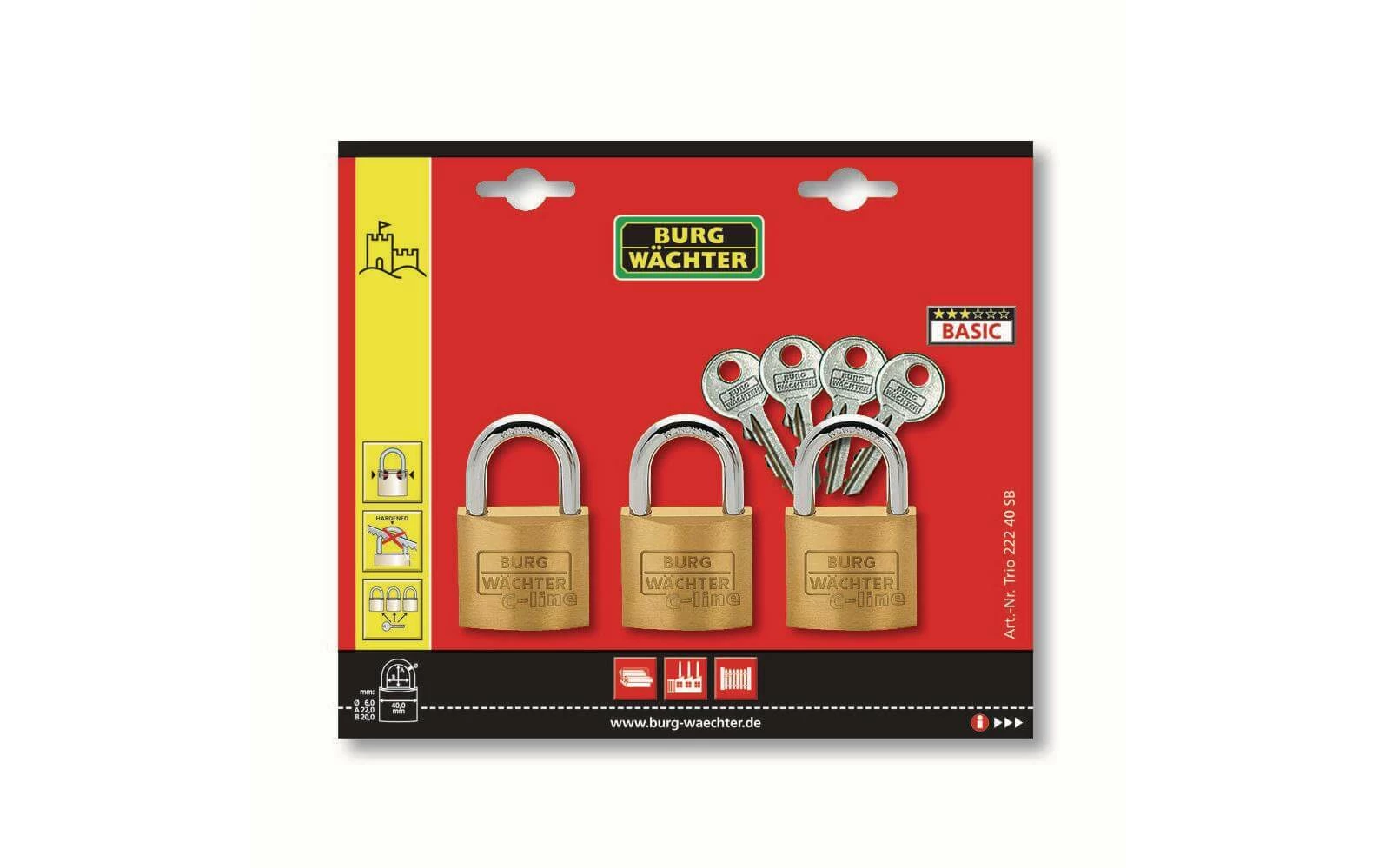 Burgwächter Cadenas Trio 222 40 C-Line - Protection D'objets De Valeur