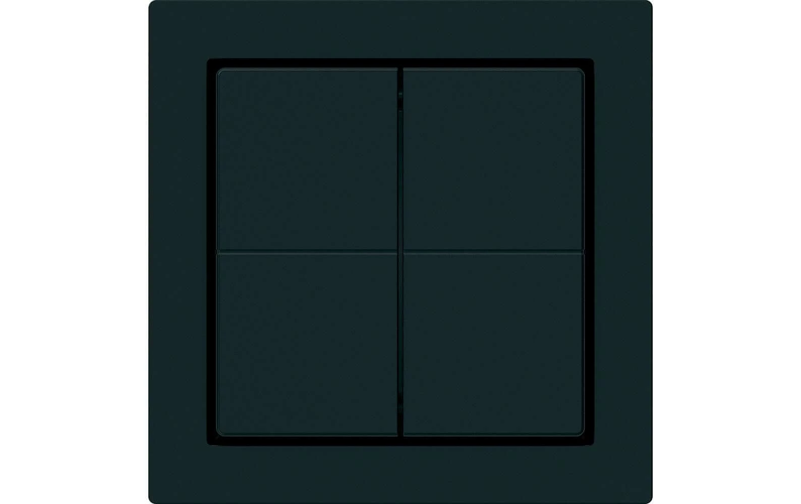 Hager Kallysto Face Avant Quadruple, Adhésive, Noire - Smart Home